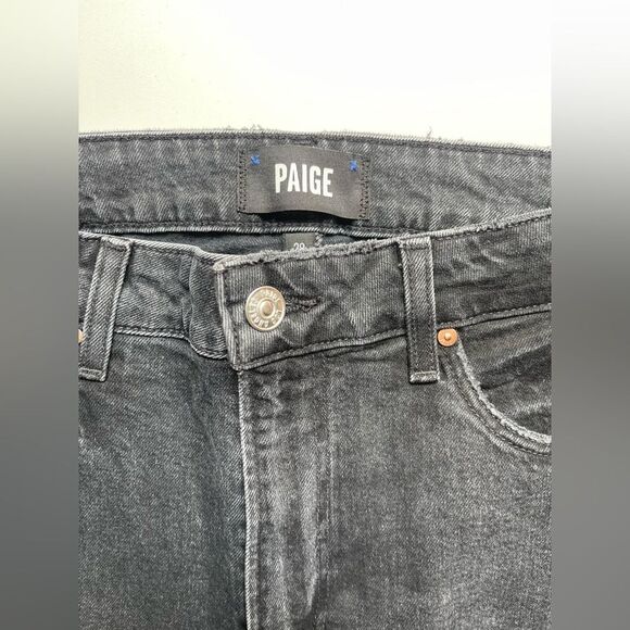 PAIGE Sarah Slim high rise straight leg ripped knees- BLACK. 28 - Picture 12 of 12